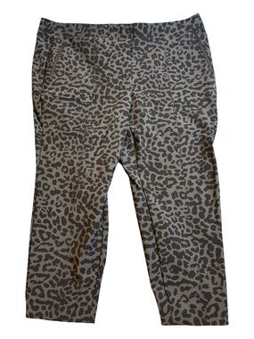 Lane Bryant On The Go Slim Ankle Pants 26 Leopard Print Pull On Work EUC